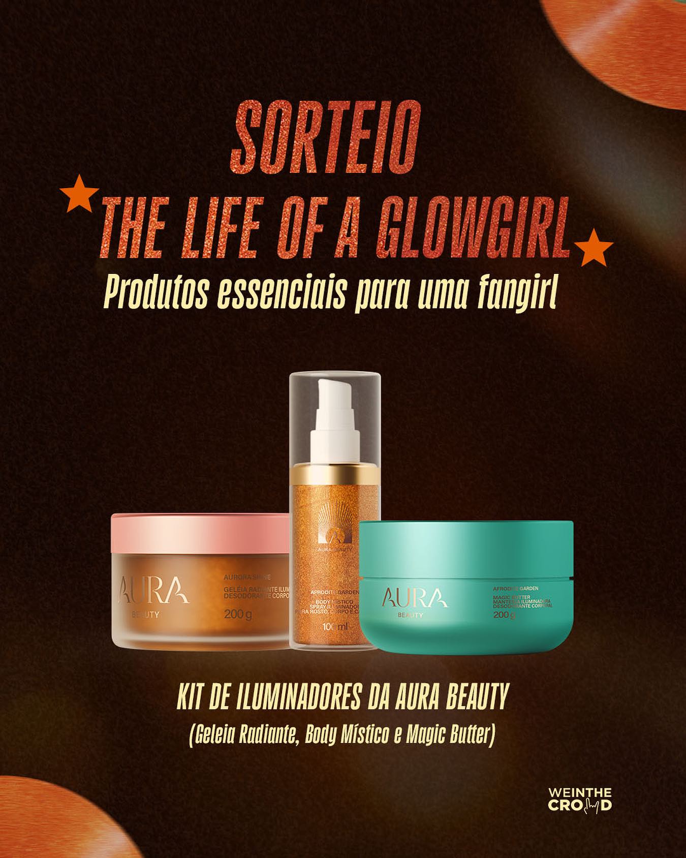 A Aura Beauty e o We In The Crowd querem ver você brilhar como uma verdadeira showgirl 💫
O prêmio? Um kit de iluminadores Aura Beauty pra você arrasar no glow em shows e festivais 🌟🤘
Como participar:
• Siga @aurabeauty e @weinthecrowd
• Responda a pergunta nos comentários: “Para qual show da sua vida você levaria todo esse brilho?”
A resposta sortuda levará o kit pra casa. Resultado: 27/10. ✨🪩