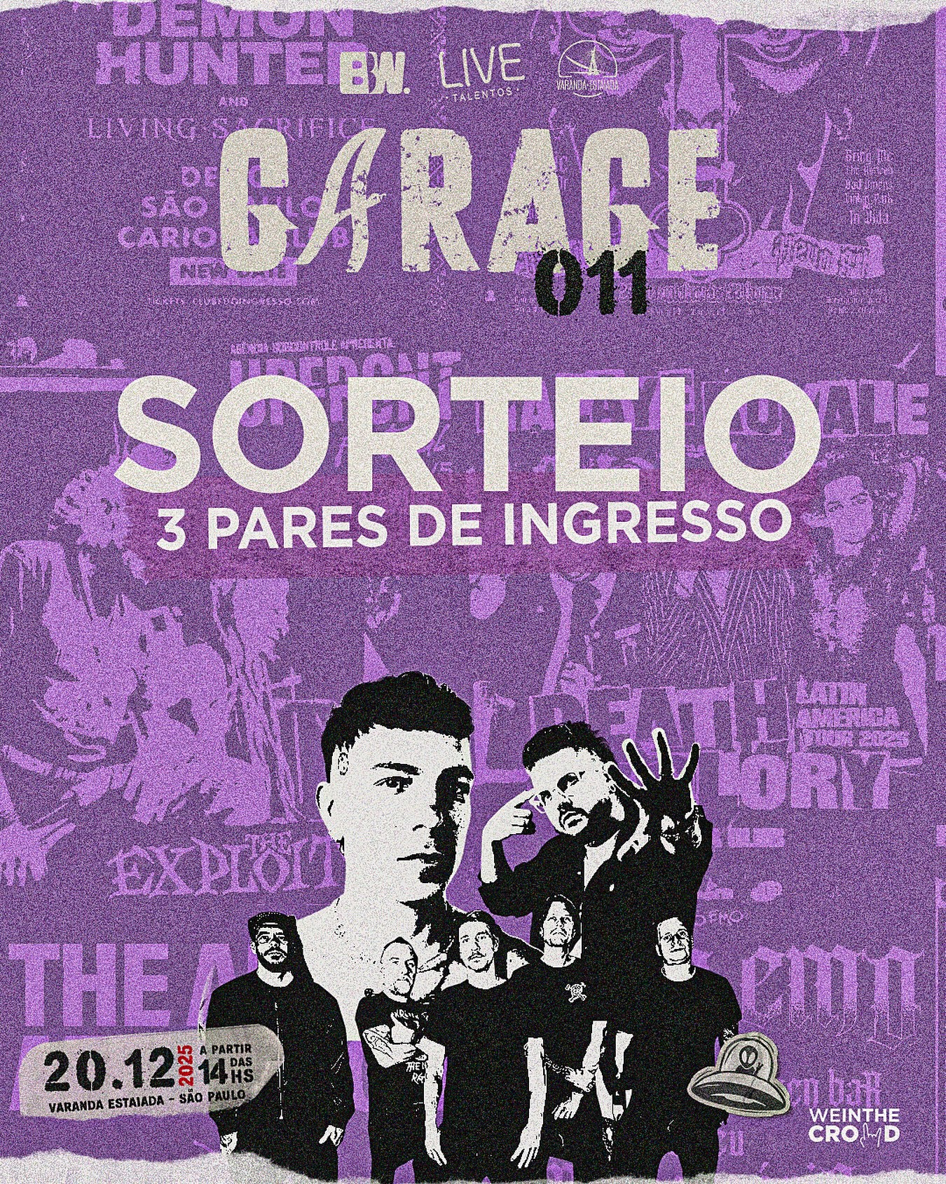 Quer curtir Di Ferrero, Pe Lanza e Aliados ao vivo? Nesse sábado (20) rola o @garage011.fest na @varandaestaiada em SP e temos um sorteio relâmpago!

Vamos sortear 3 pares de ingressos 🎟️

Para participar: • Curta este post • Aperte em repost 🔁 • Marque um amigo nos comentários 
O perfil do participante precisa estar aberto na data do sorteio. Resultado: quinta-feira (18) às 20h.

Boa sorte! 🤘💜